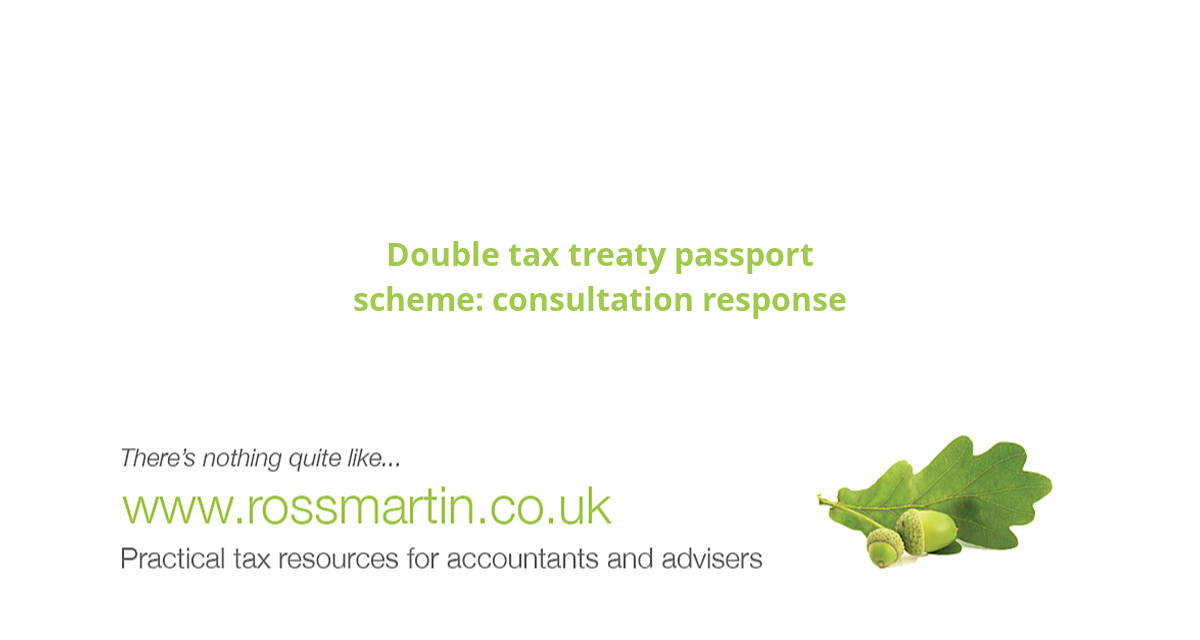 Double tax treaty passport scheme: consultation response - www ...